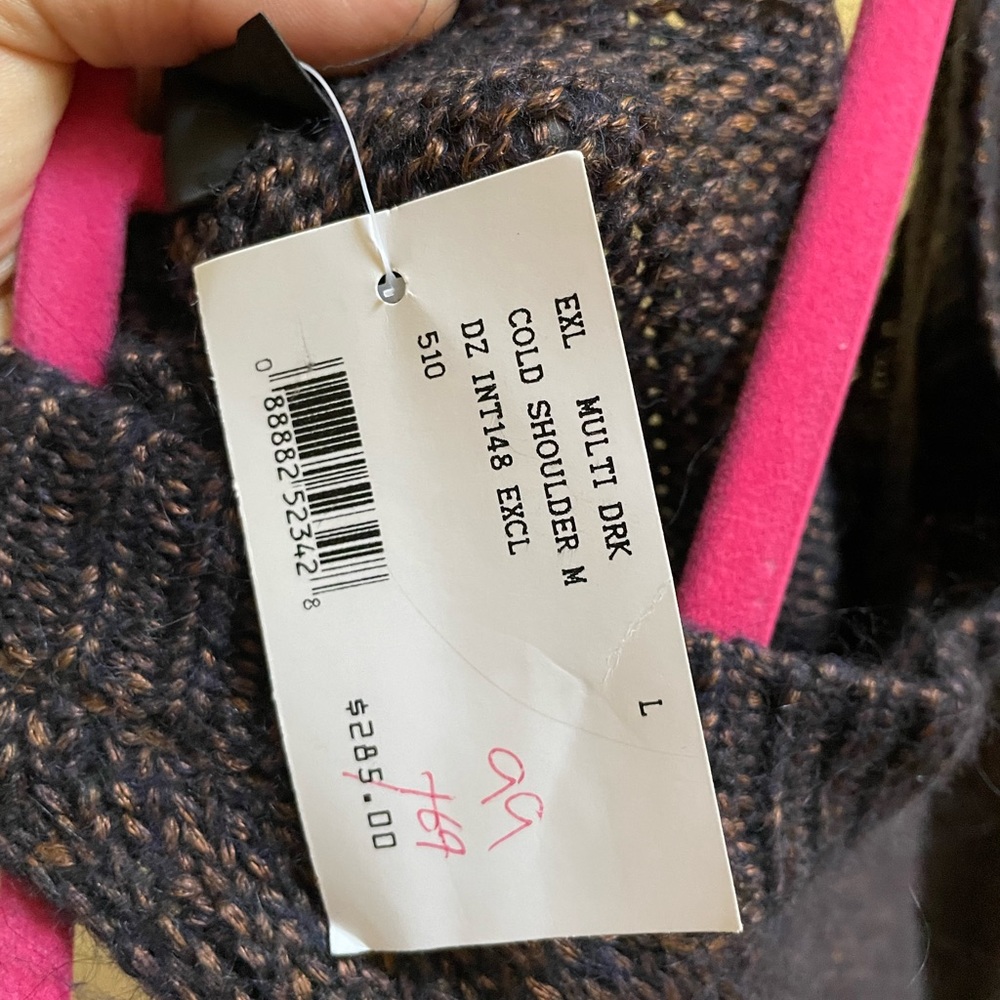 Intermix Sweaters | Intermix Sweater Cut Out Cold Shoulder Bronze Metallic - Picture 5 of 5